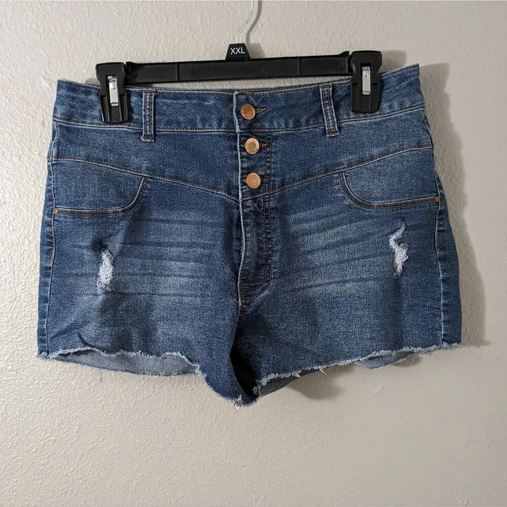 Charlotte Russe refuge high rise shortie jean shorts